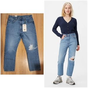 Levi's 501 Original Med Wash Cropped Ankle Capri Jeans Size 32 Inseam 28 Denim